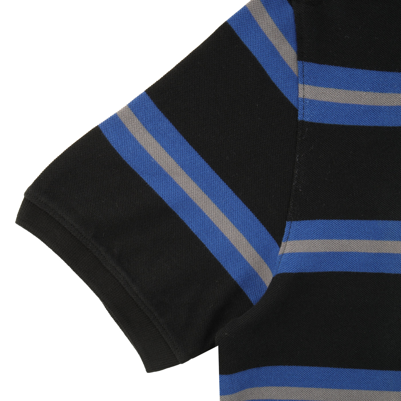 Pique Striped Black Cotton Polo