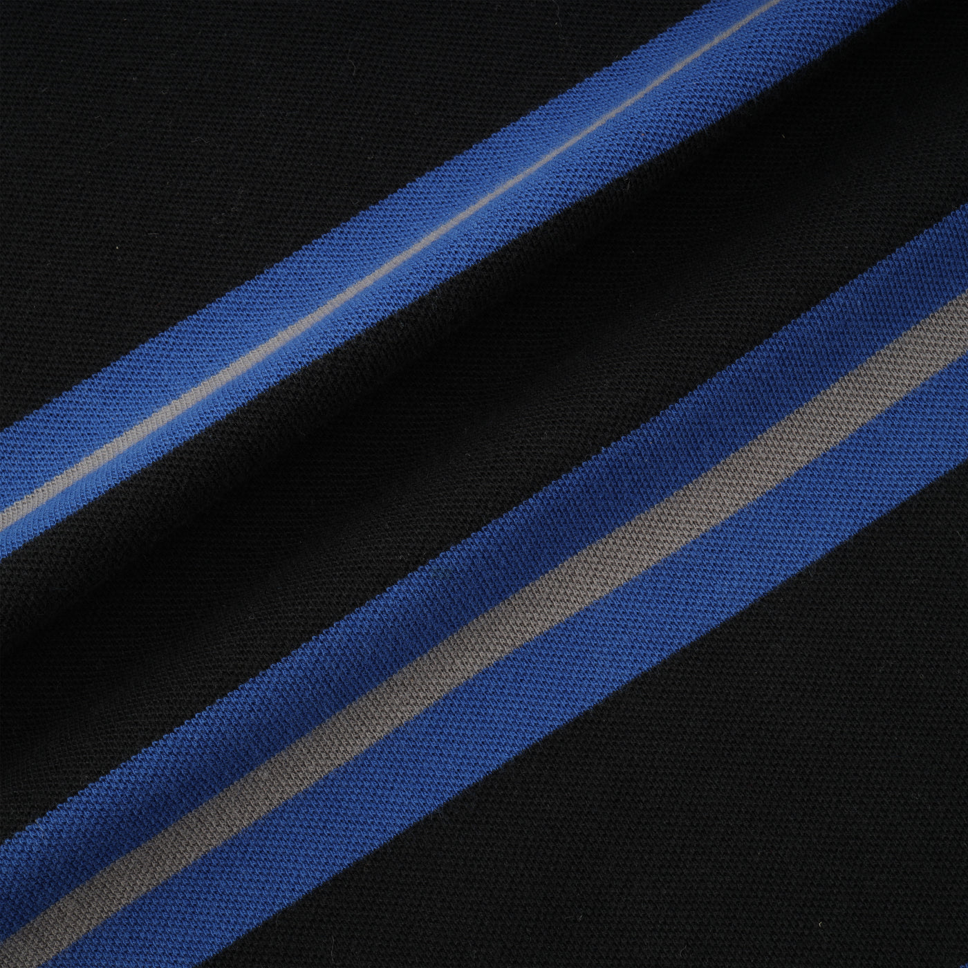 Pique Striped Black Cotton Polo