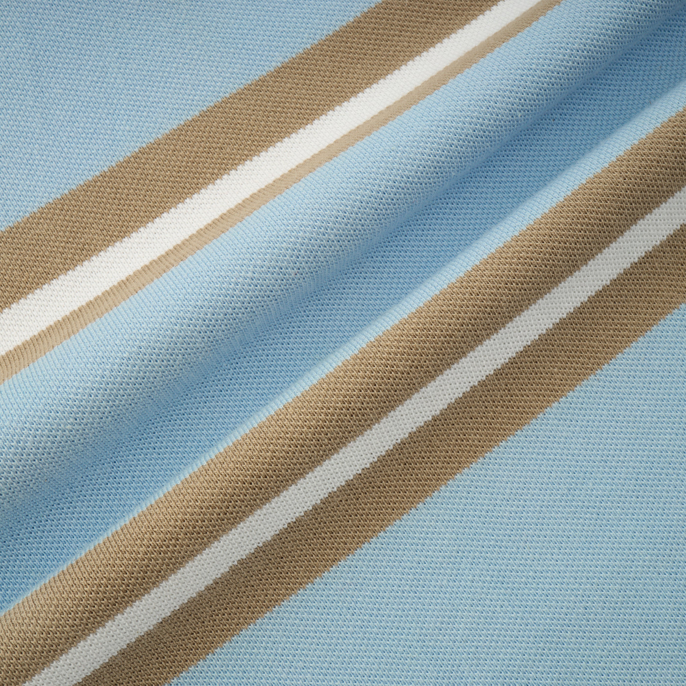 Pique Striped Light Blue Cotton Polo