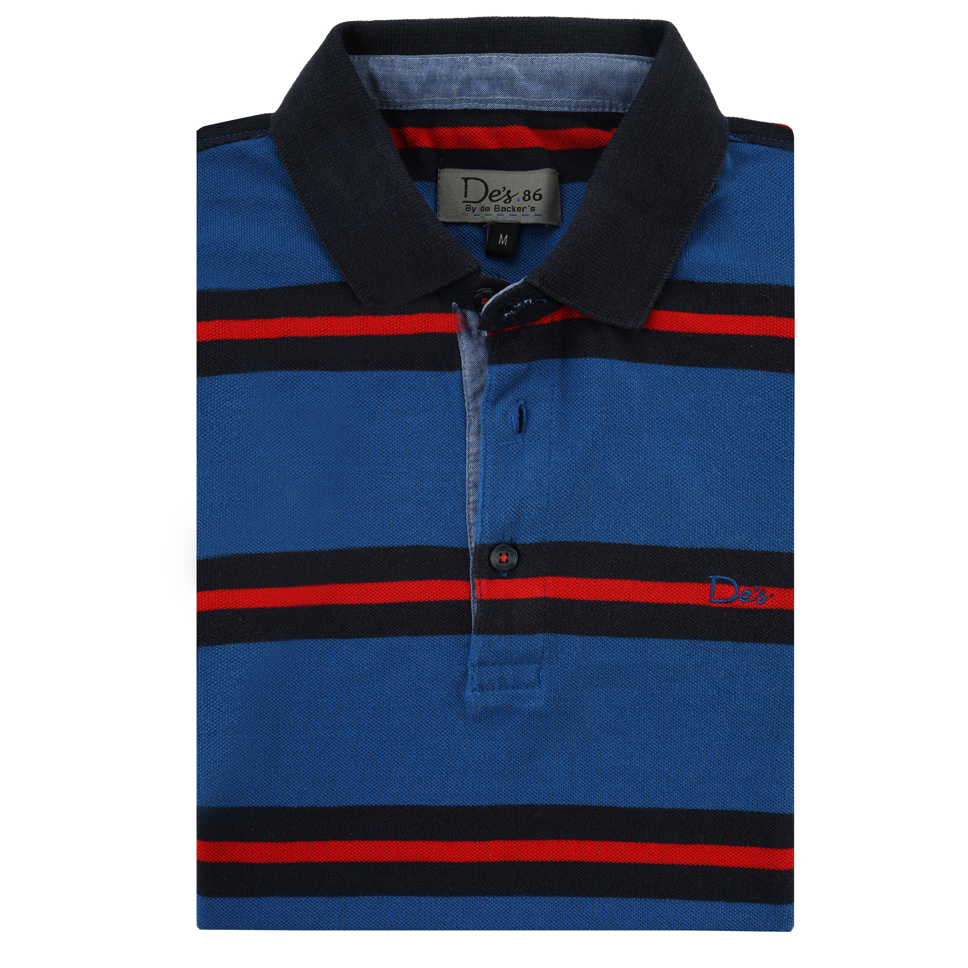 Pique Striped  Marian Blue Cotton Polo