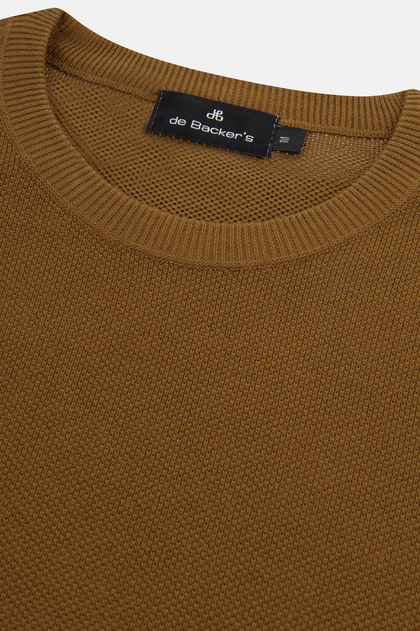 Jacquard Sepia Brown Knitted  Round T Shirt