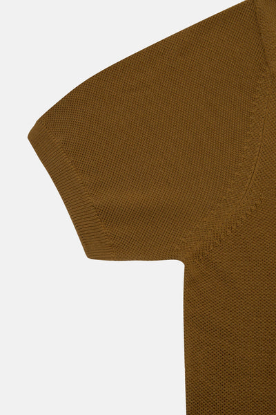 Jacquard Sepia Brown Knitted  Round T Shirt