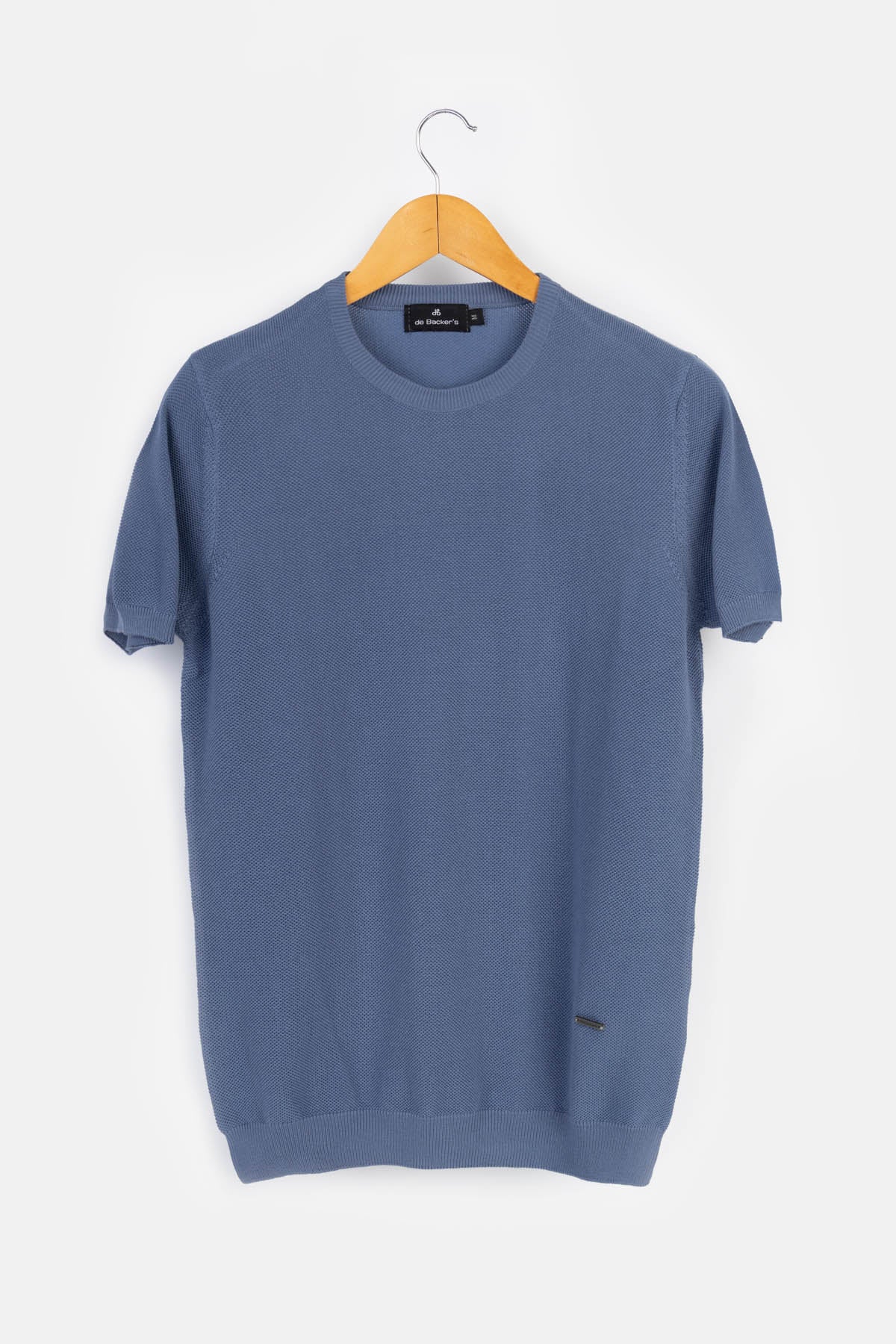 Jacquard Glaucous Blue Knitted Round T-Shirt