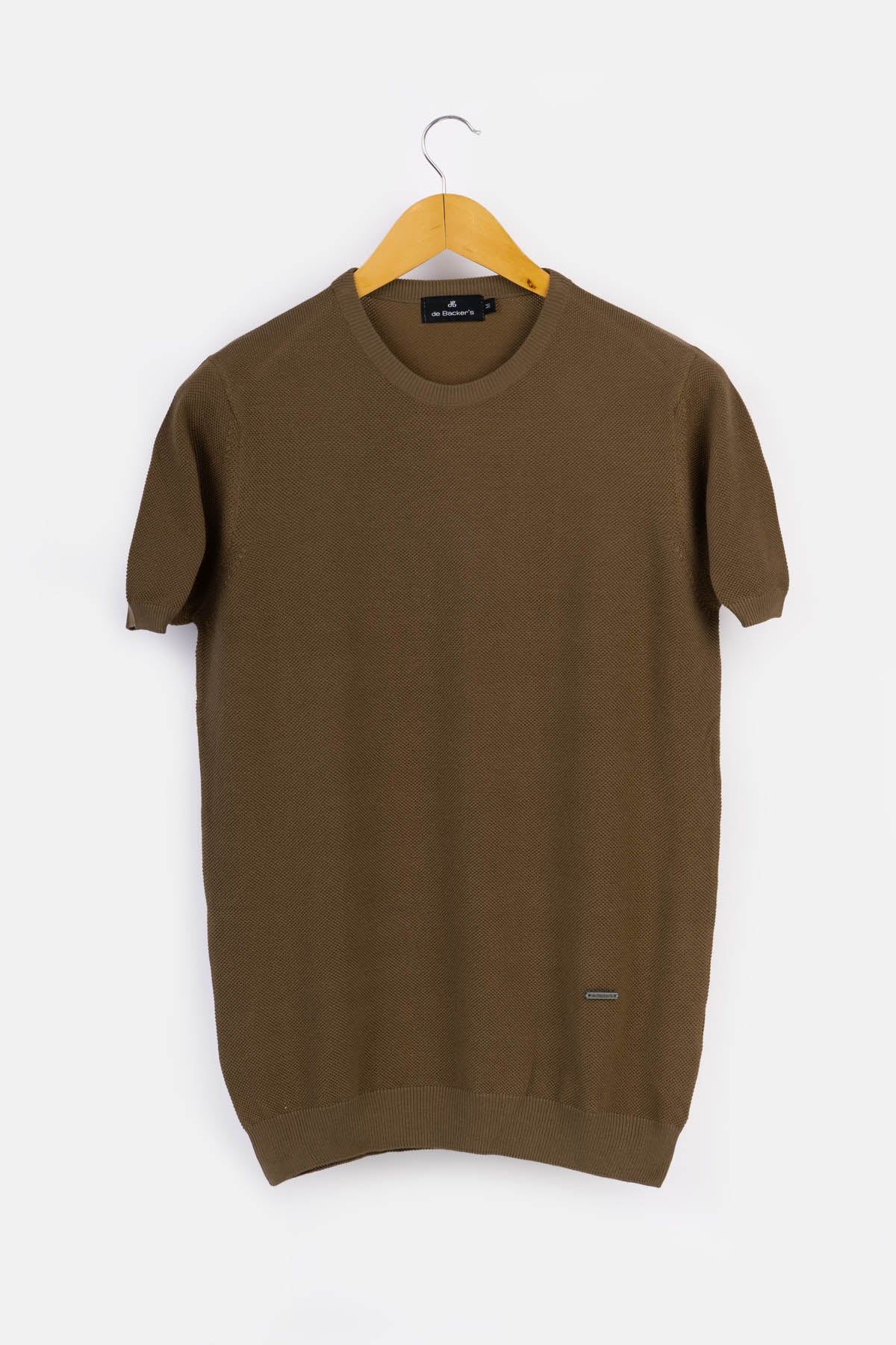 Jacquard Dark Brown Knitted Round T-Shirt