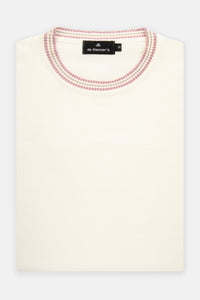 Plain Floral Off White Knitted  Round T-Shirt