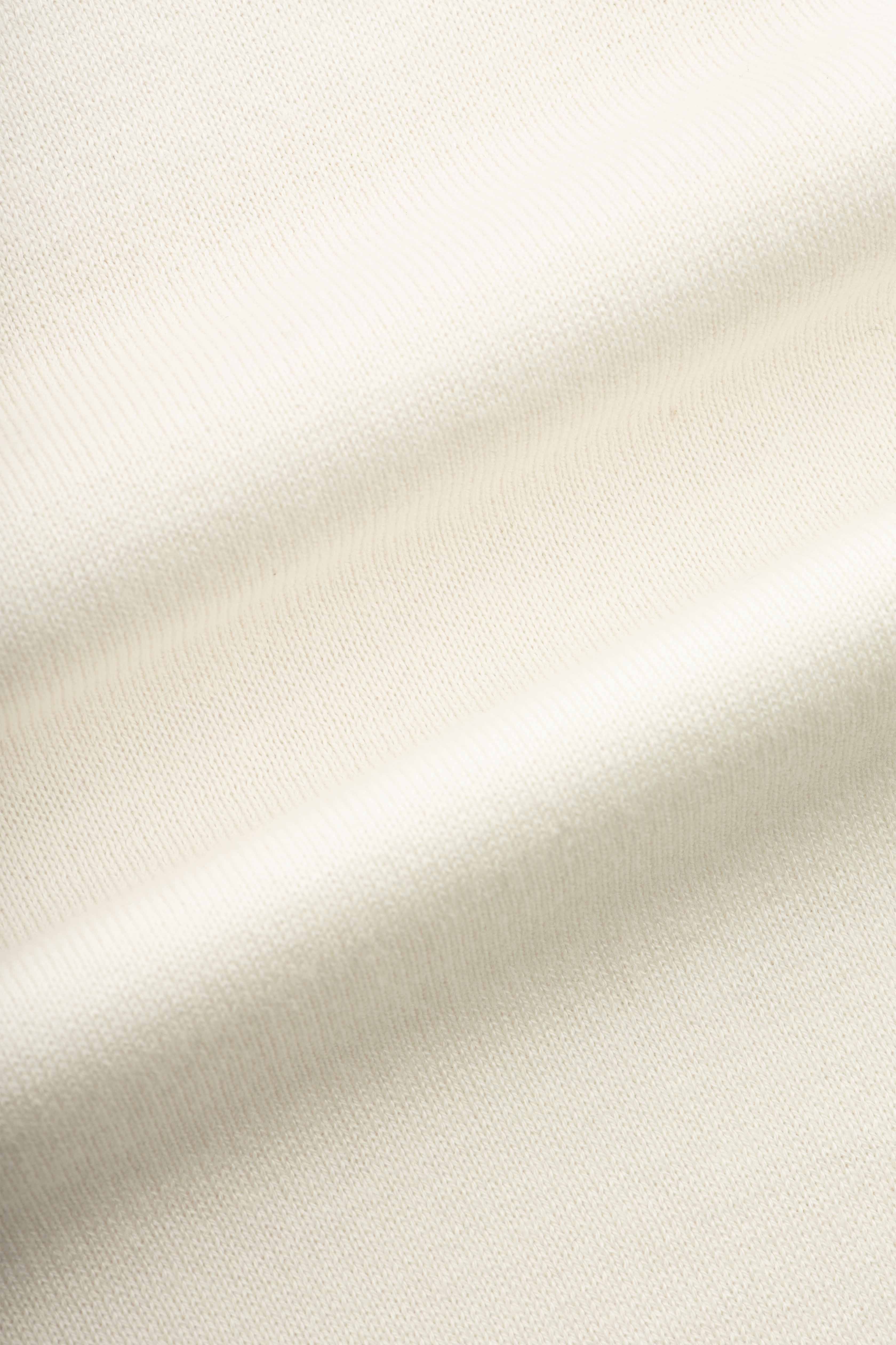 Plain Floral Off White Knitted  Round T-Shirt