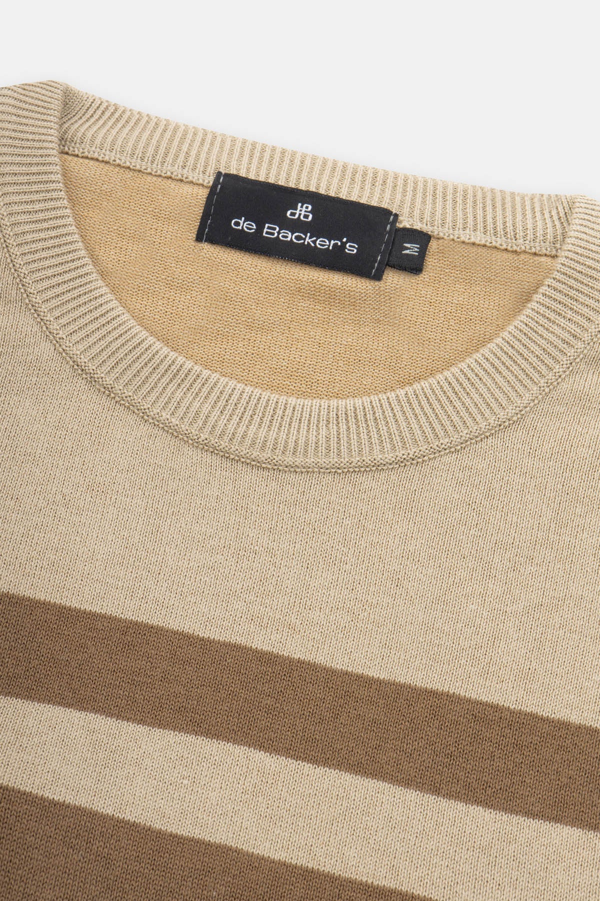 Striped Light Beige & Brown Knitted  Round T-Shirt