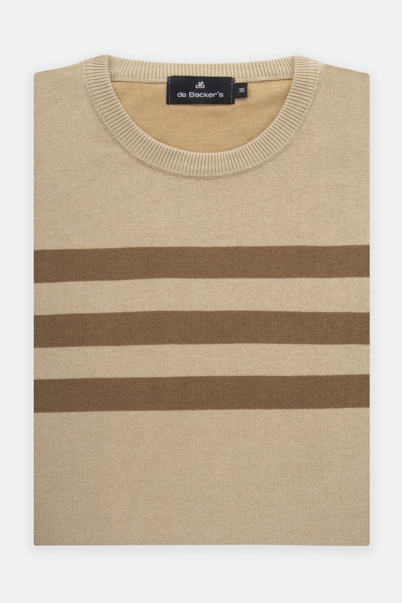 Striped Light Beige & Brown Knitted  Round T-Shirt