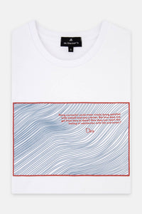 Printed White Round T-Shirt - 1