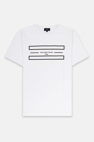 Printed White Round T-Shirt