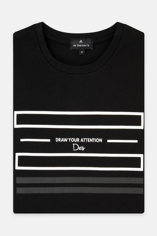 Printed Black Round T-Shirt