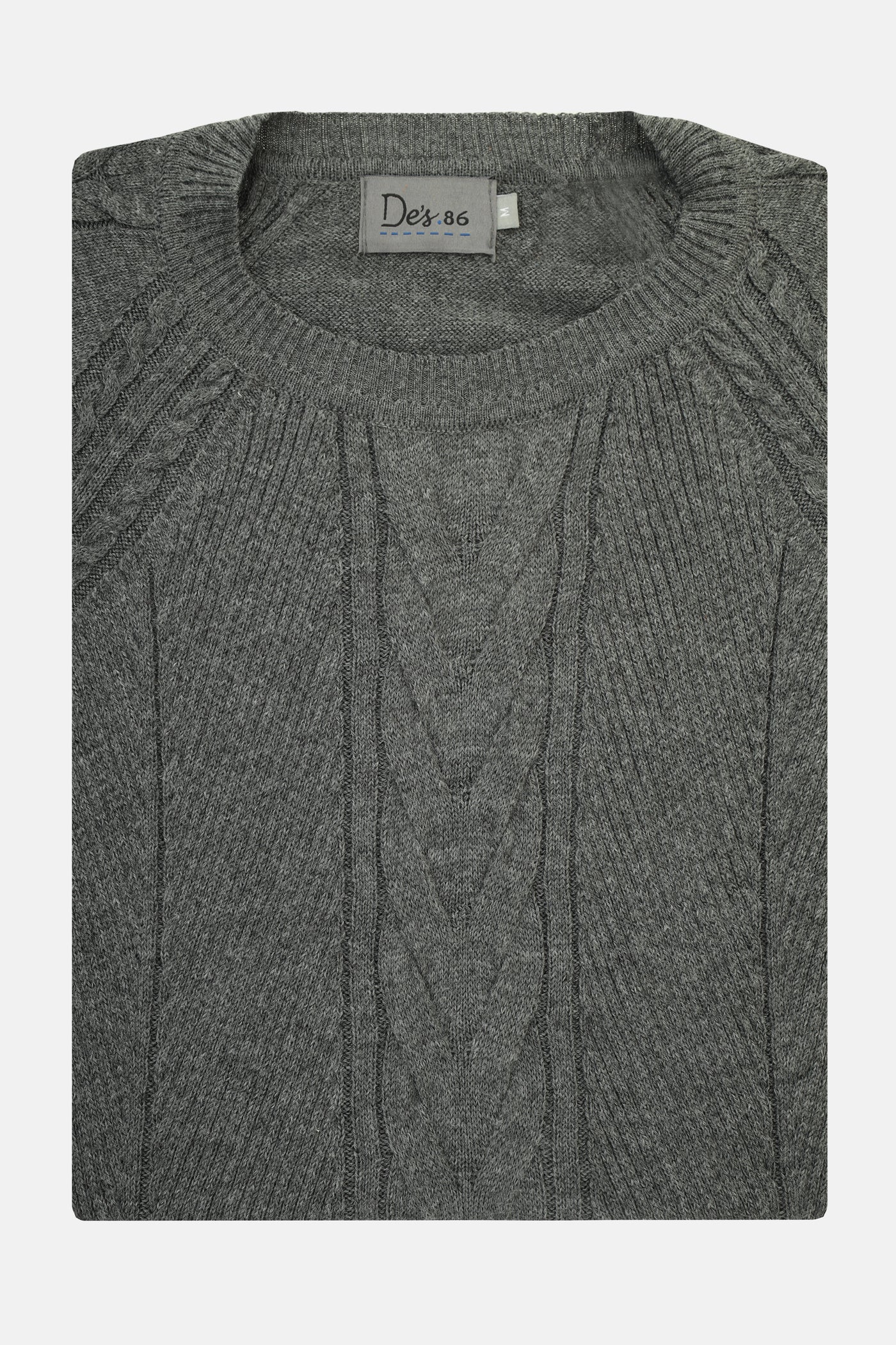 Jacquard Caple Knitted Gray Round Pullover