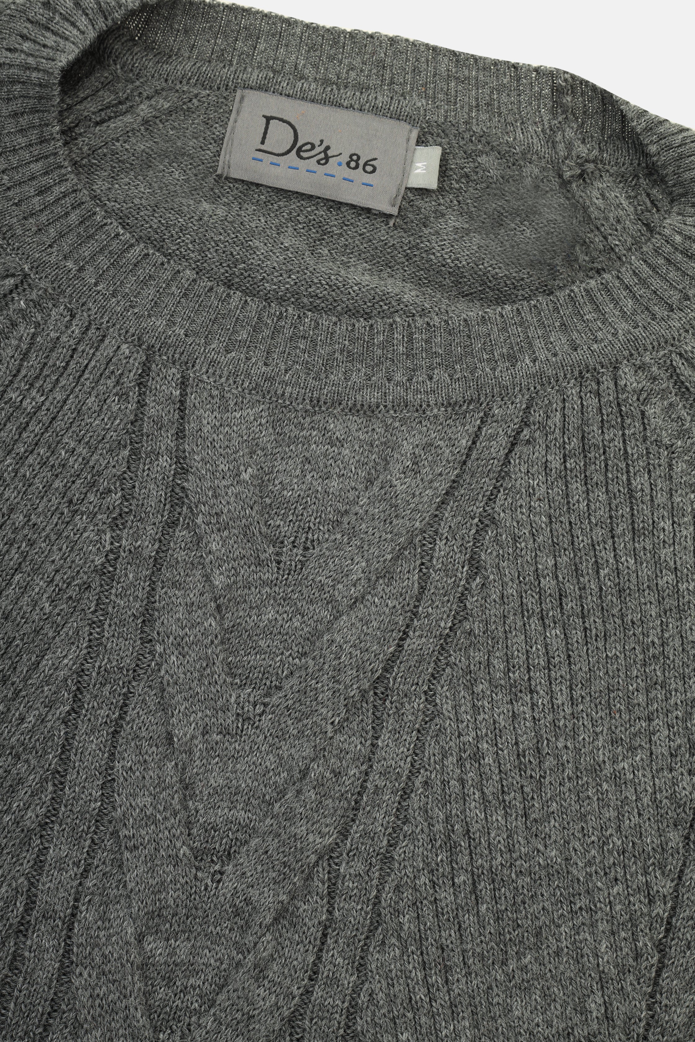 Jacquard Caple Knitted Gray Round Pullover