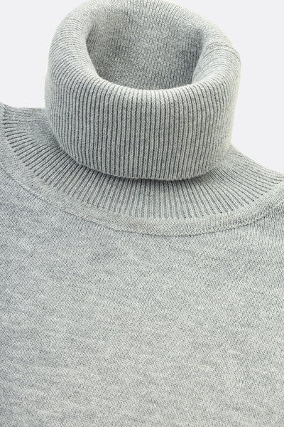 Knitwear Solid High-neck Gray Pullover