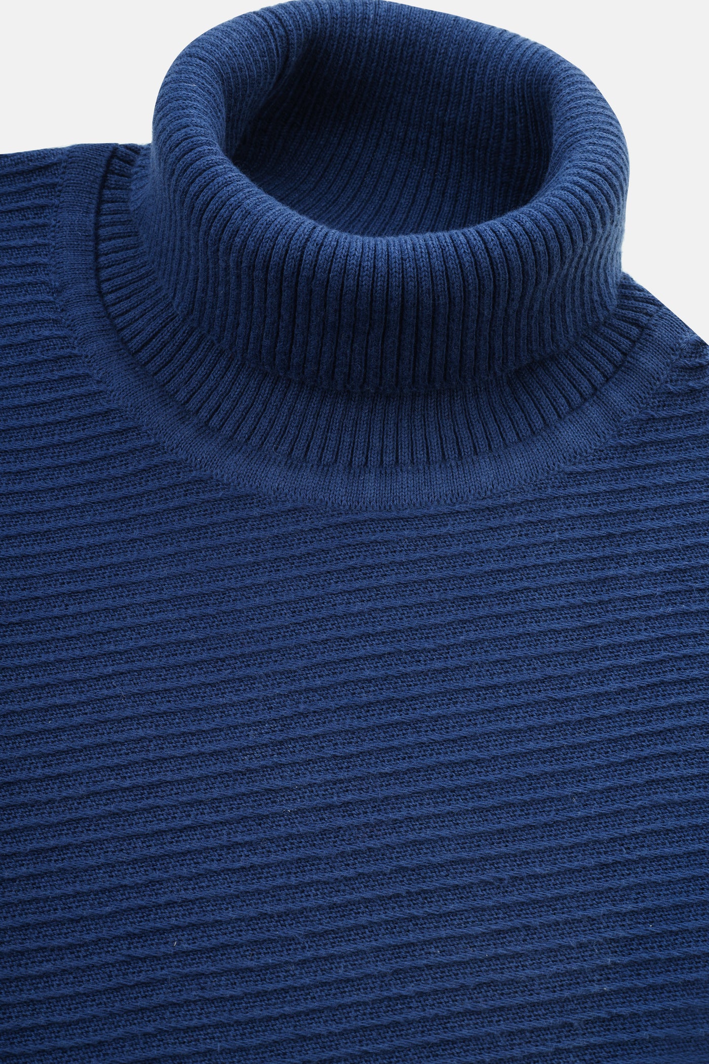 Knitwear Striped Jacquard High-neck Navy Pullover