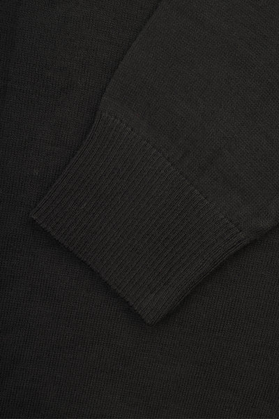 Jacquard Knitted  Black Polo Pullover