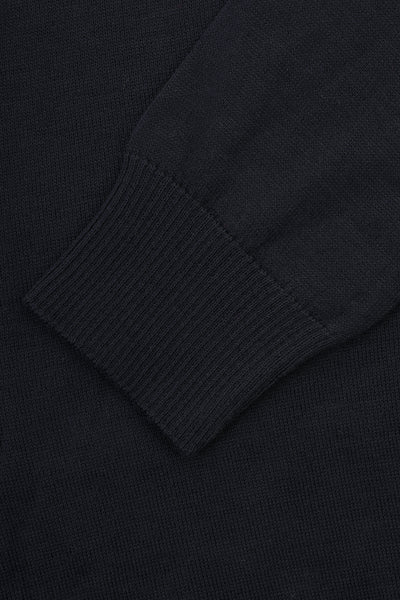 Jacquard Knitted  Dark Navy Polo Pullover
