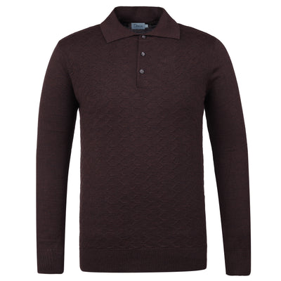 Jacquard Knitted Maroon  Polo Pullover