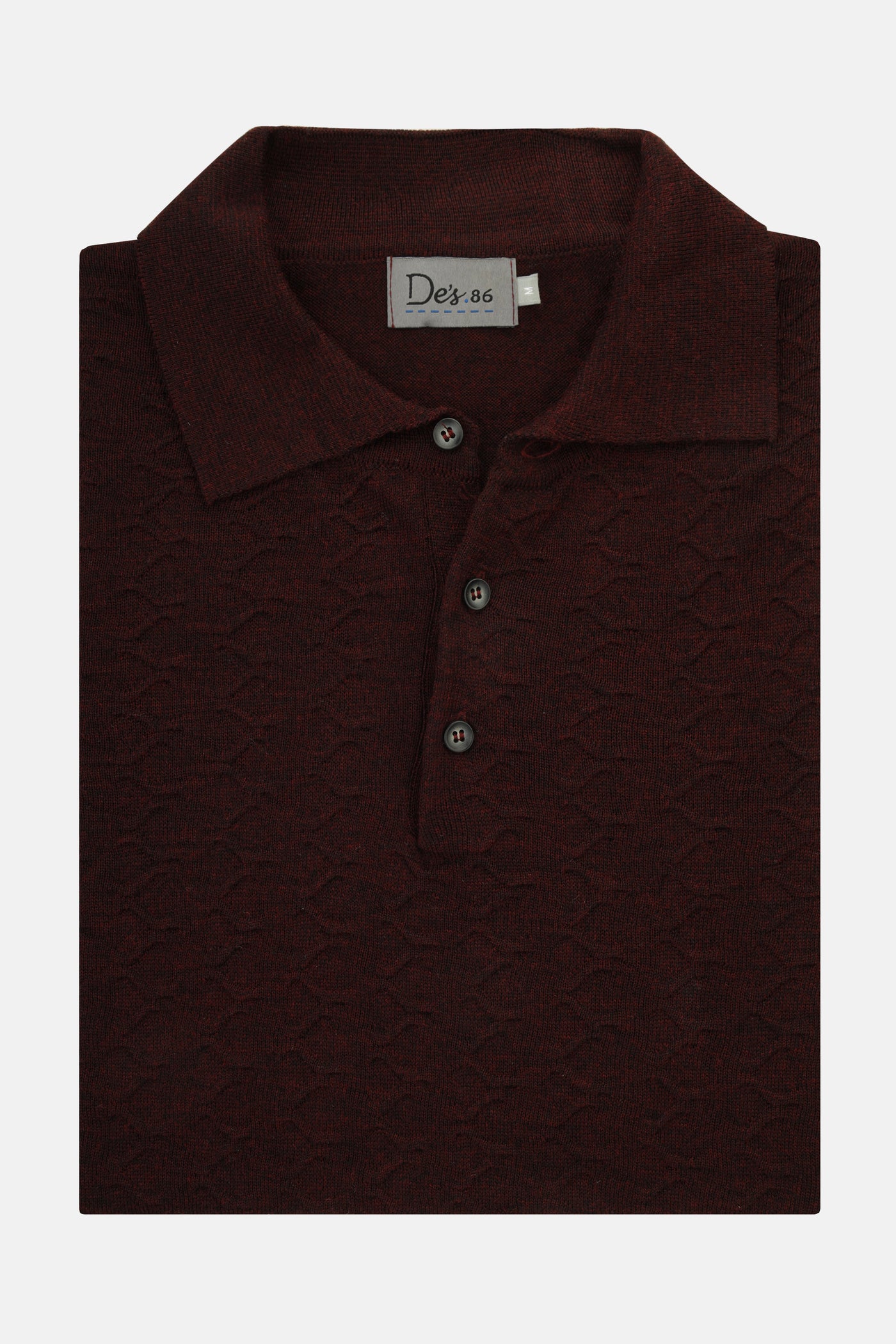 Jacquard Knitted Maroon  Polo Pullover