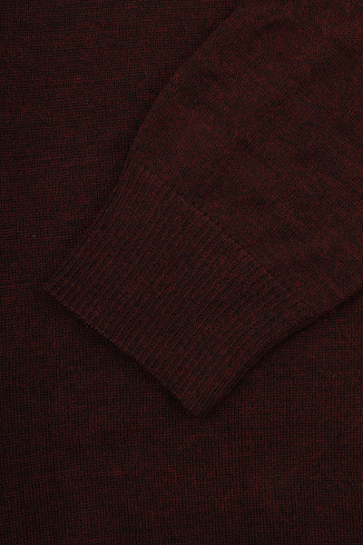 Jacquard Knitted Maroon  Polo Pullover