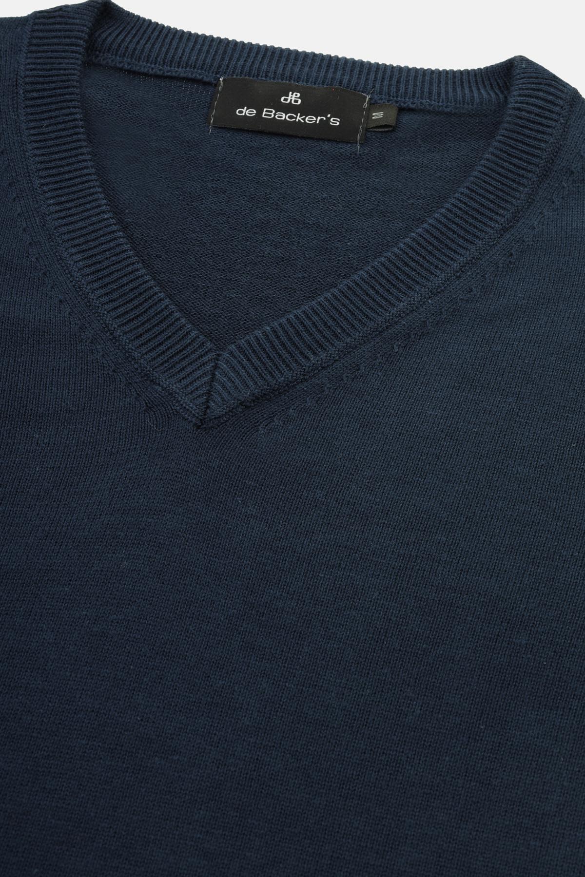 Plain Basic Dark Navy V Neck Pullover - 2