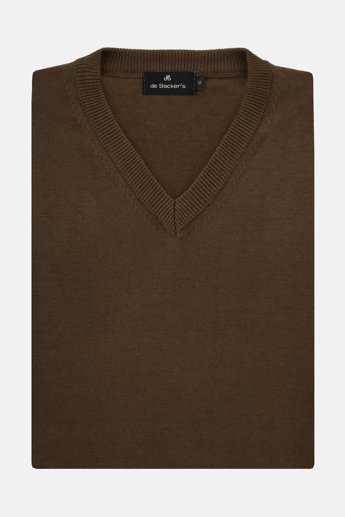 Plain Basic Bistre Brown V Neck Pullover