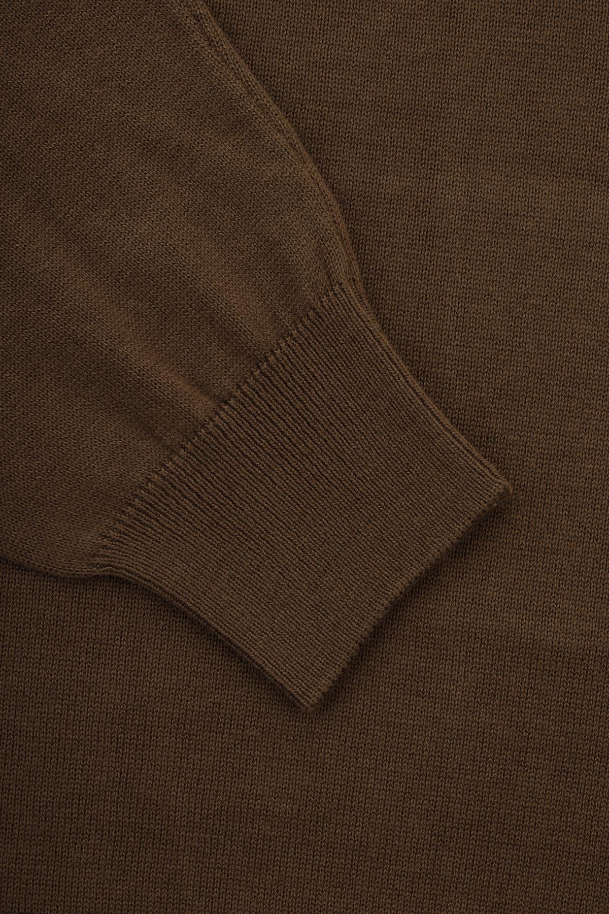 Plain Basic Bistre Brown V Neck Pullover