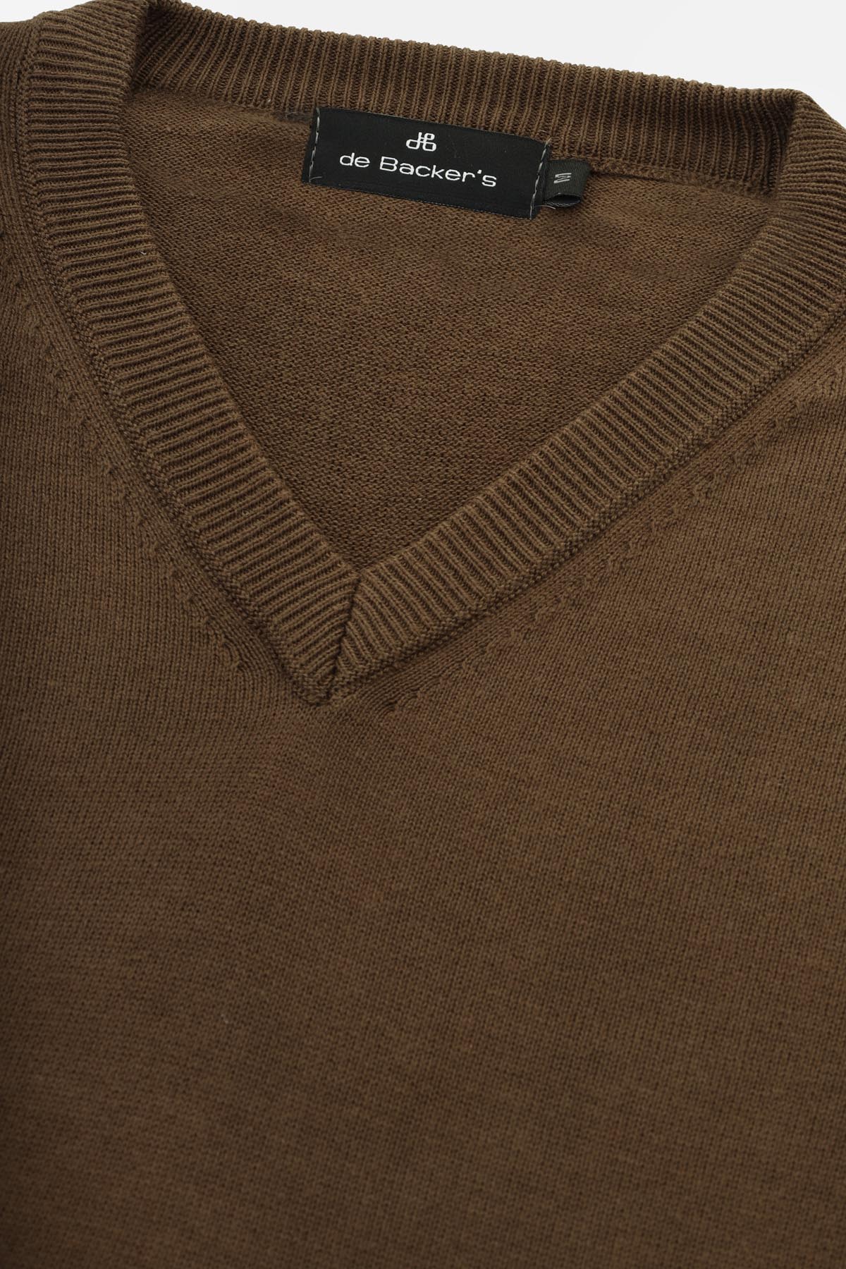 Plain Basic Bistre Brown V Neck Pullover