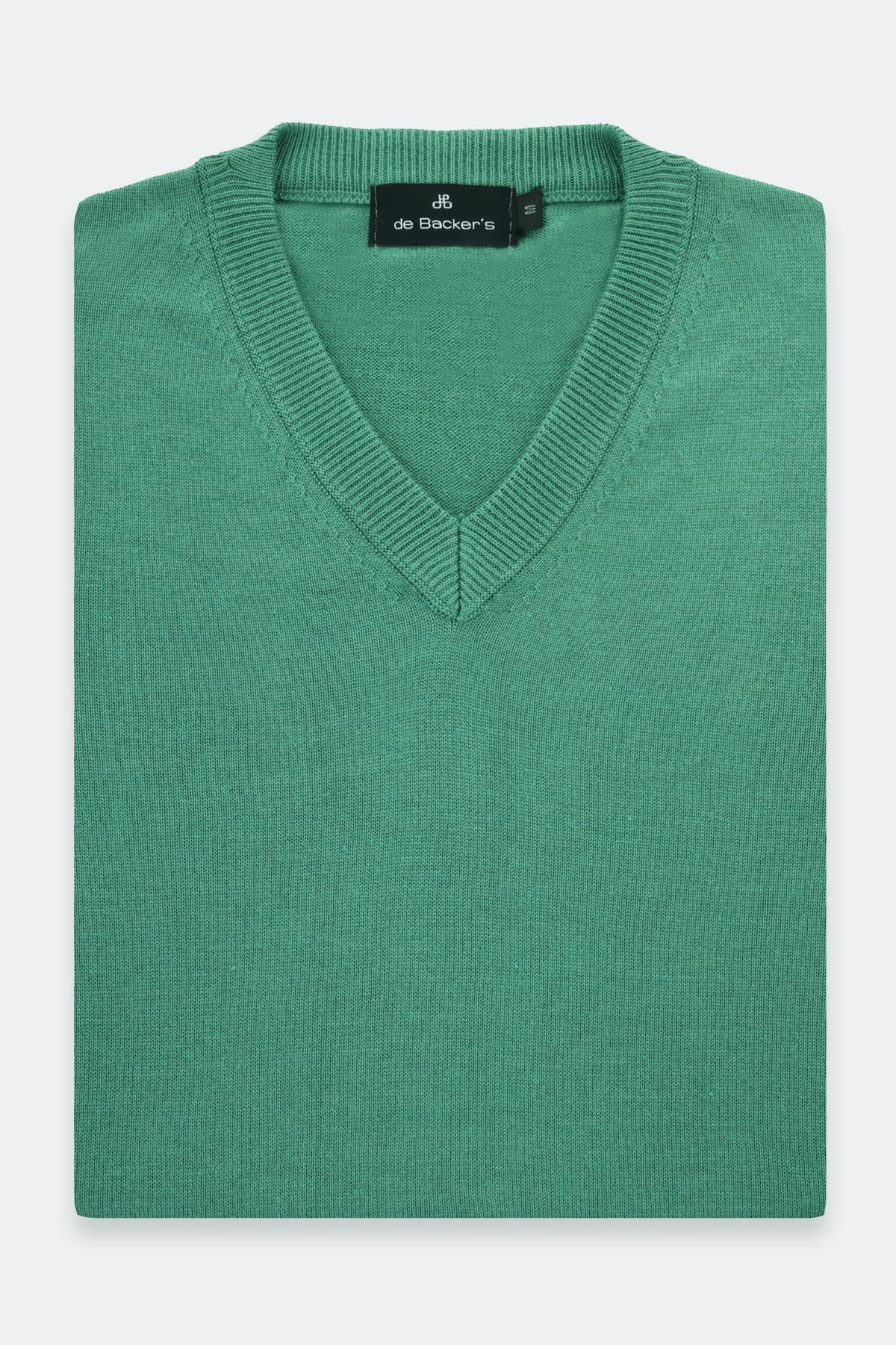 Plain Basic Zomp Green V Neck Pullover