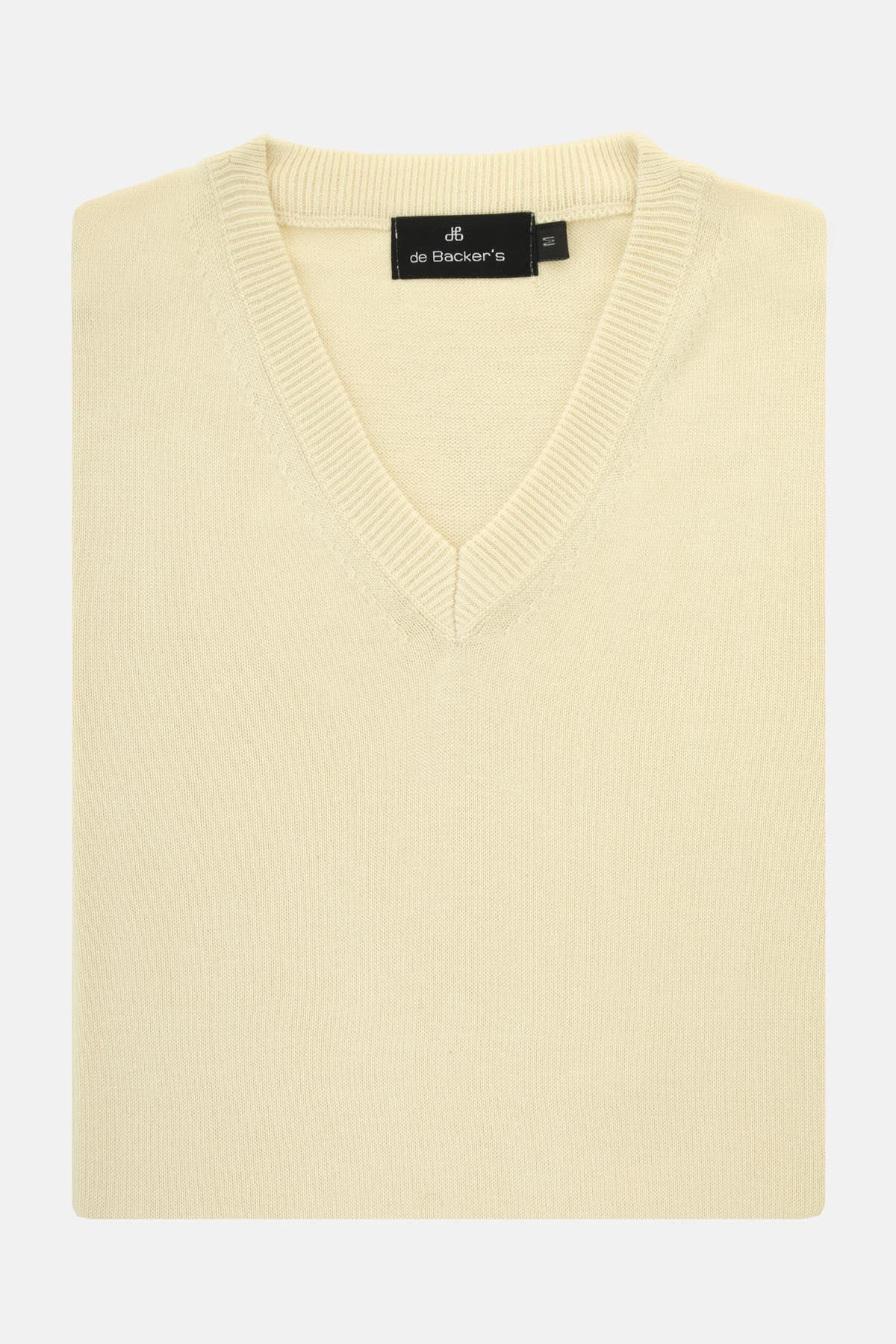 Plain Basic Parchment Biege V Neck Pullover