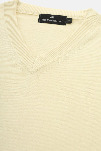 Plain Basic Parchment Biege V Neck Pullover
