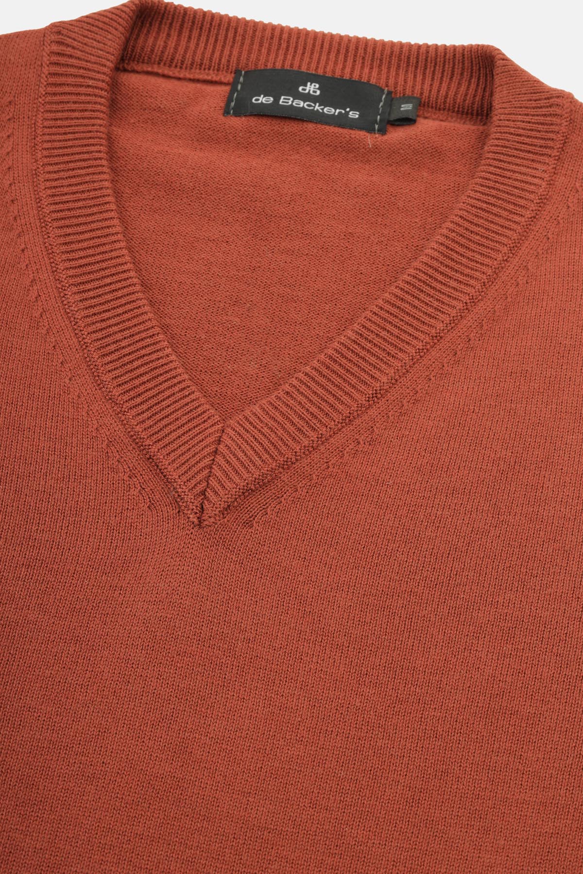 Plain Basic Chestnut V Neck Pullover - 2