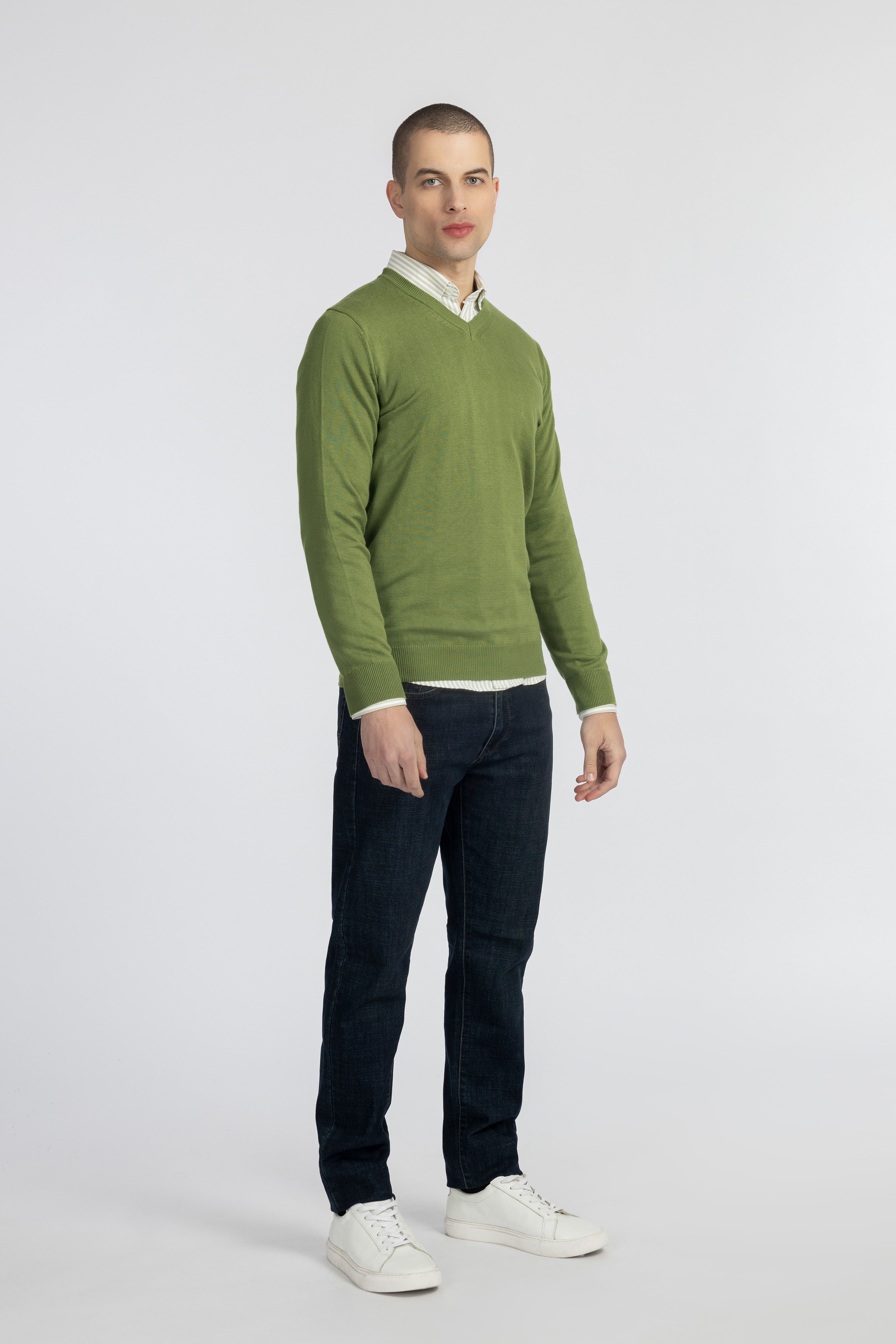 V-Neck Light Green Pullover