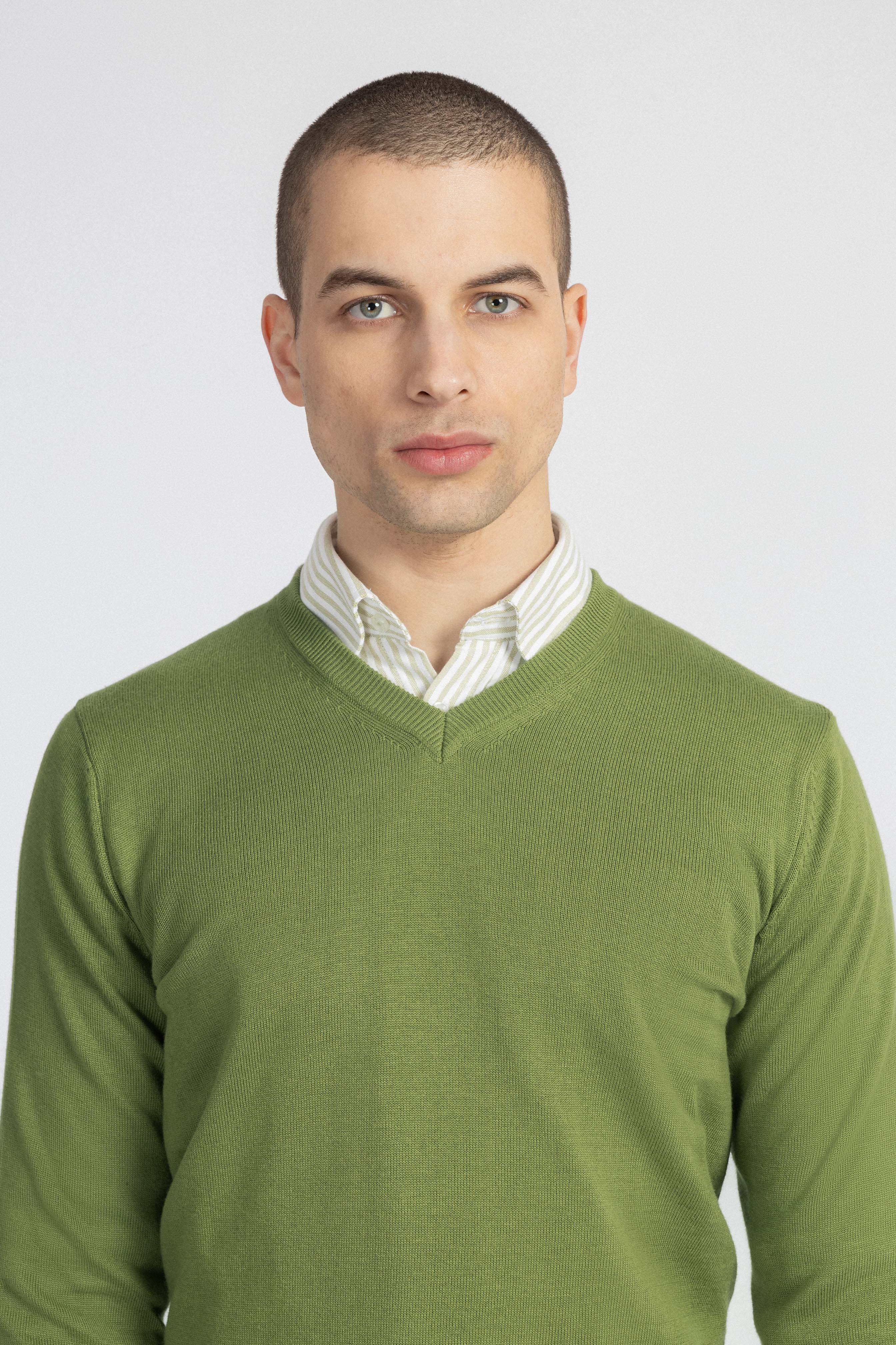 V-Neck Light Green Pullover