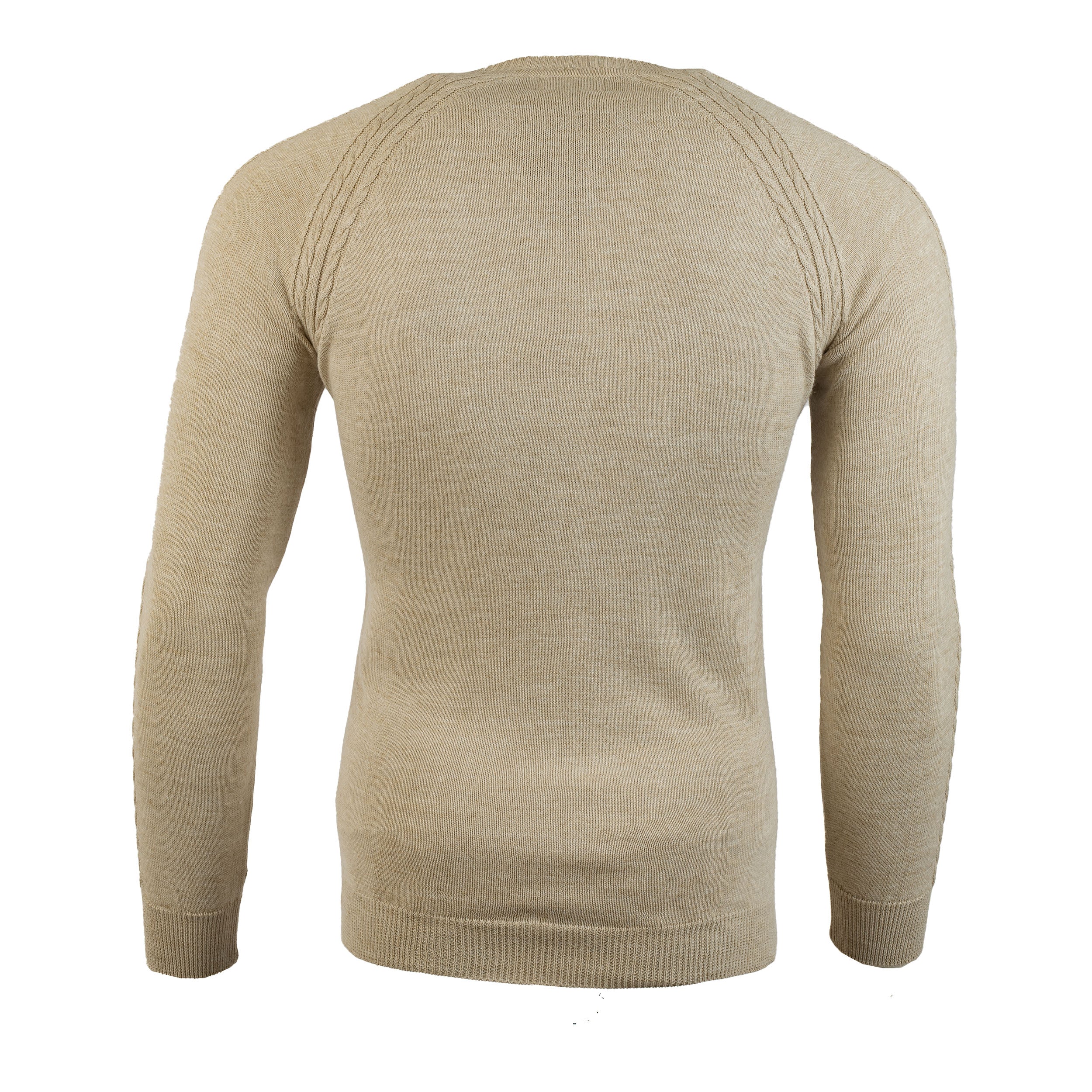 Jacquard Caple Knitted Beige Round Pullover