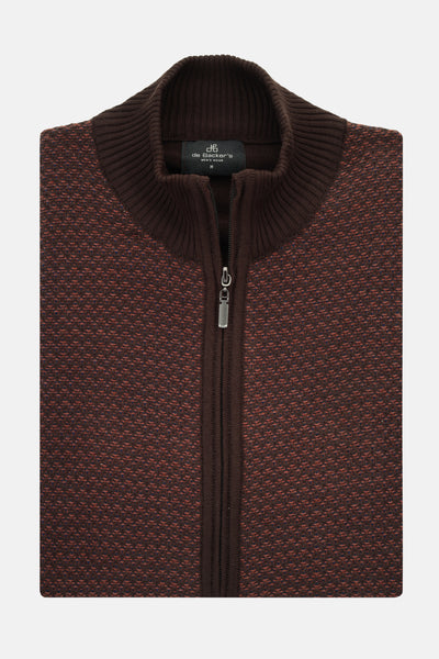 Jacquard Brick & Brown Knitted Jacket