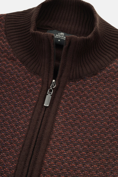 Jacquard Brick & Brown Knitted Jacket