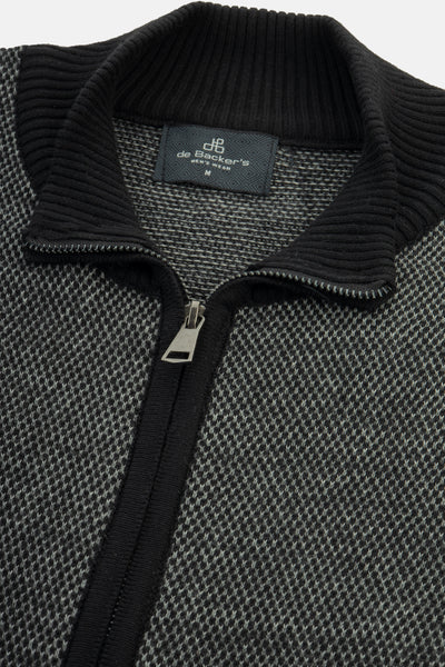 Jacquard Black & Gray knitwear jacket