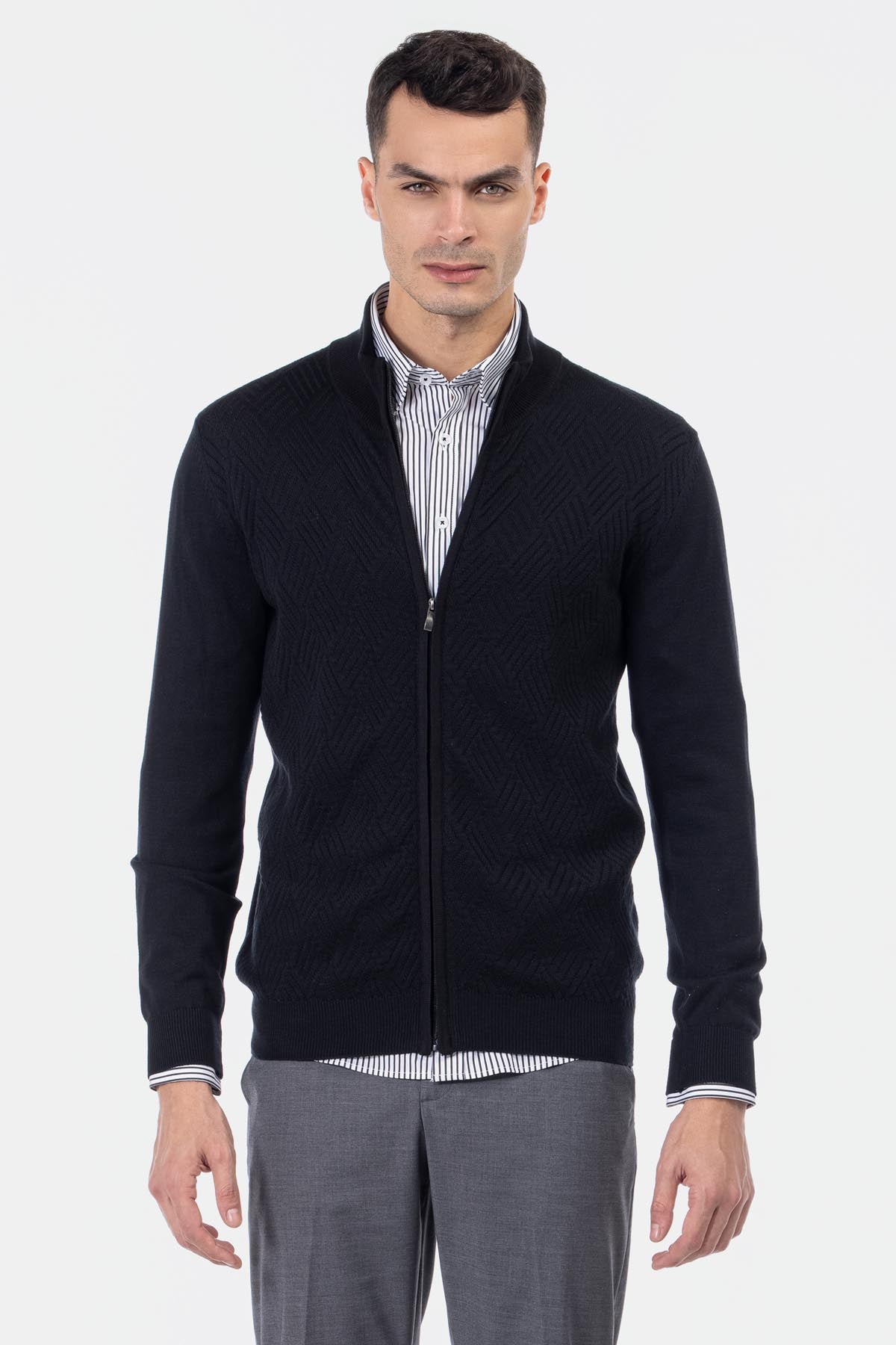 Jacquard Black Knitted Jacket