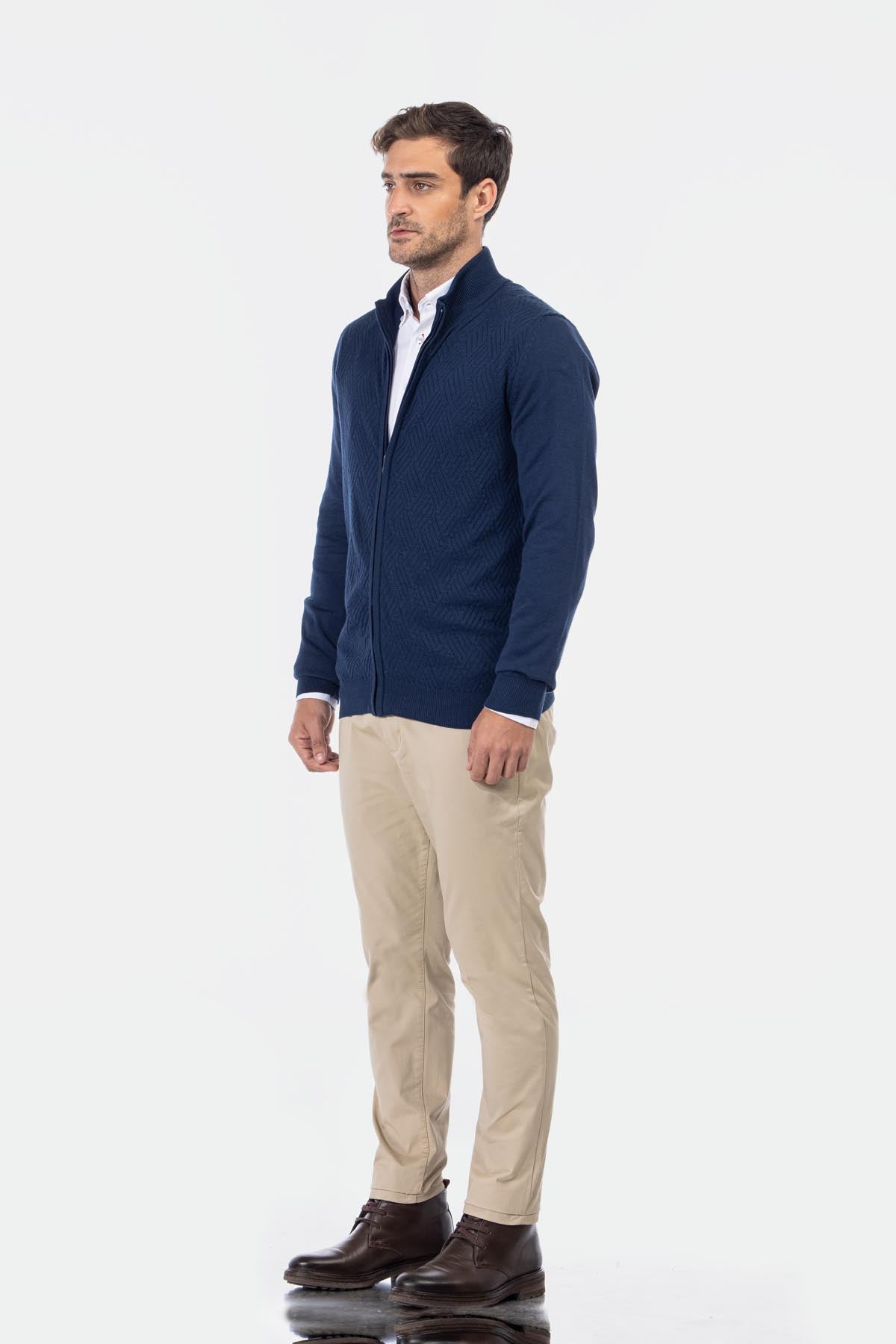 Jacquard Navy Knitted Jacket