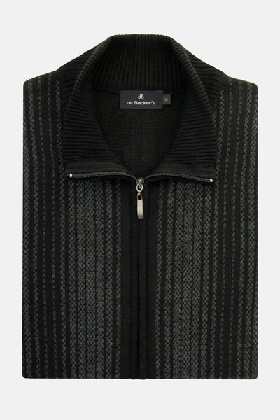 Jacquard Black & Dark Gray Knitted Jacket