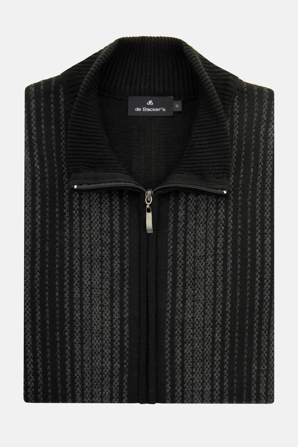 Jacquard Black & Dark Gray Knitted Jacket