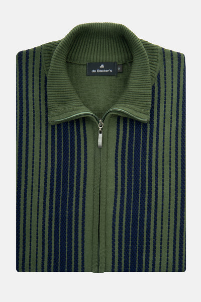 Jacquard Dark Green& Navy Knitted Jacket
