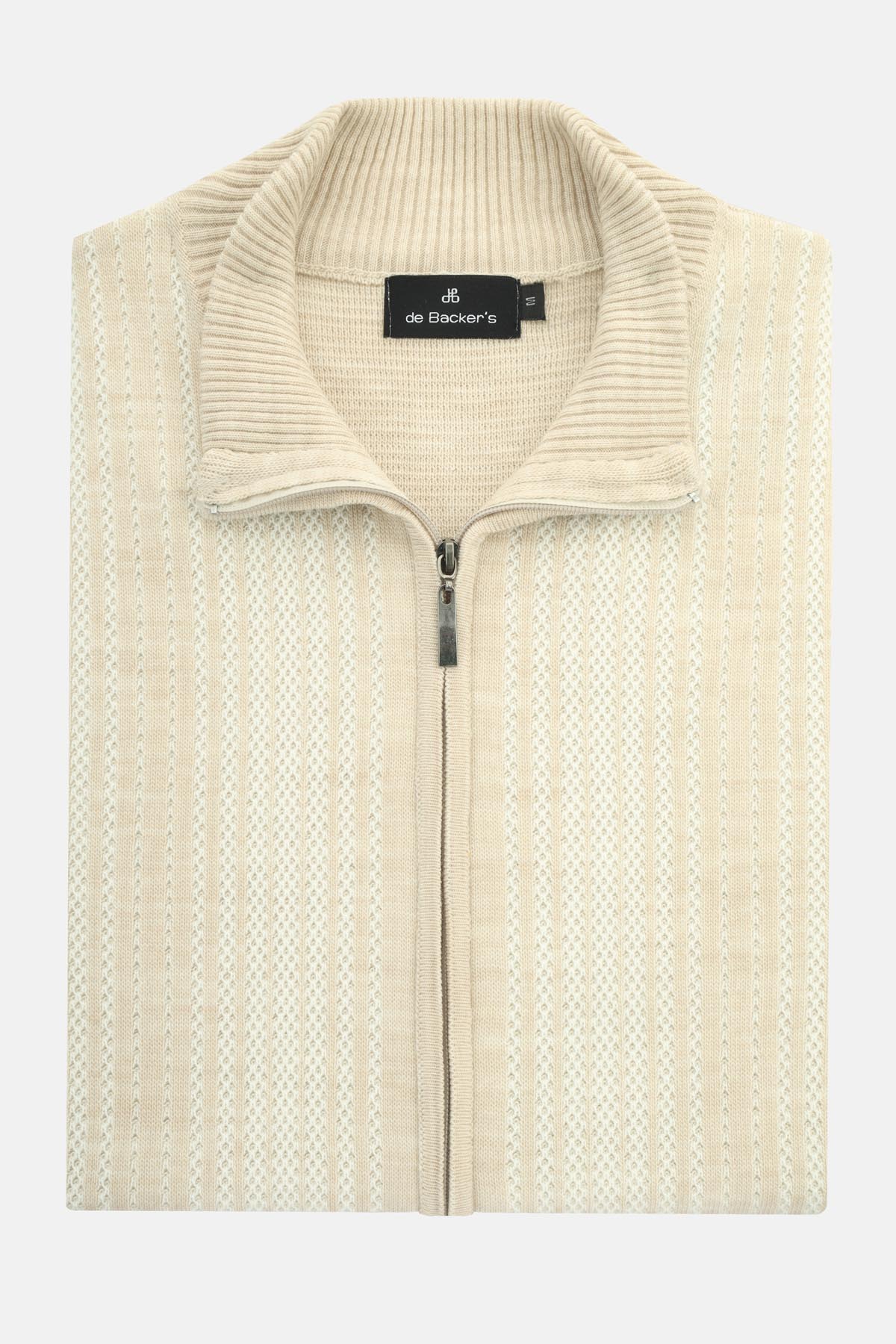 Jacquard Light Beige &Off White Knitted Jacket