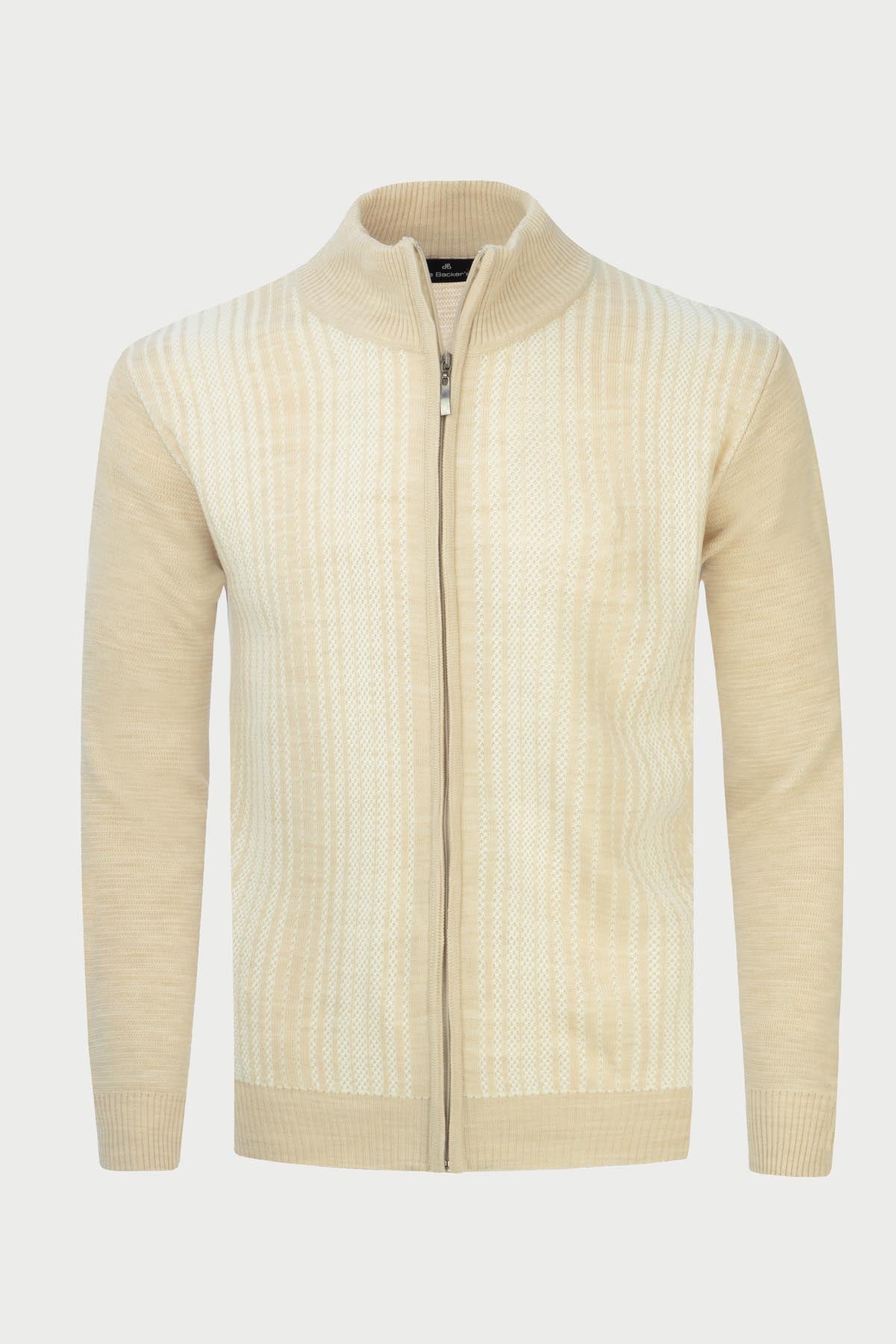 Jacquard Light Beige &Off White Knitted Jacket