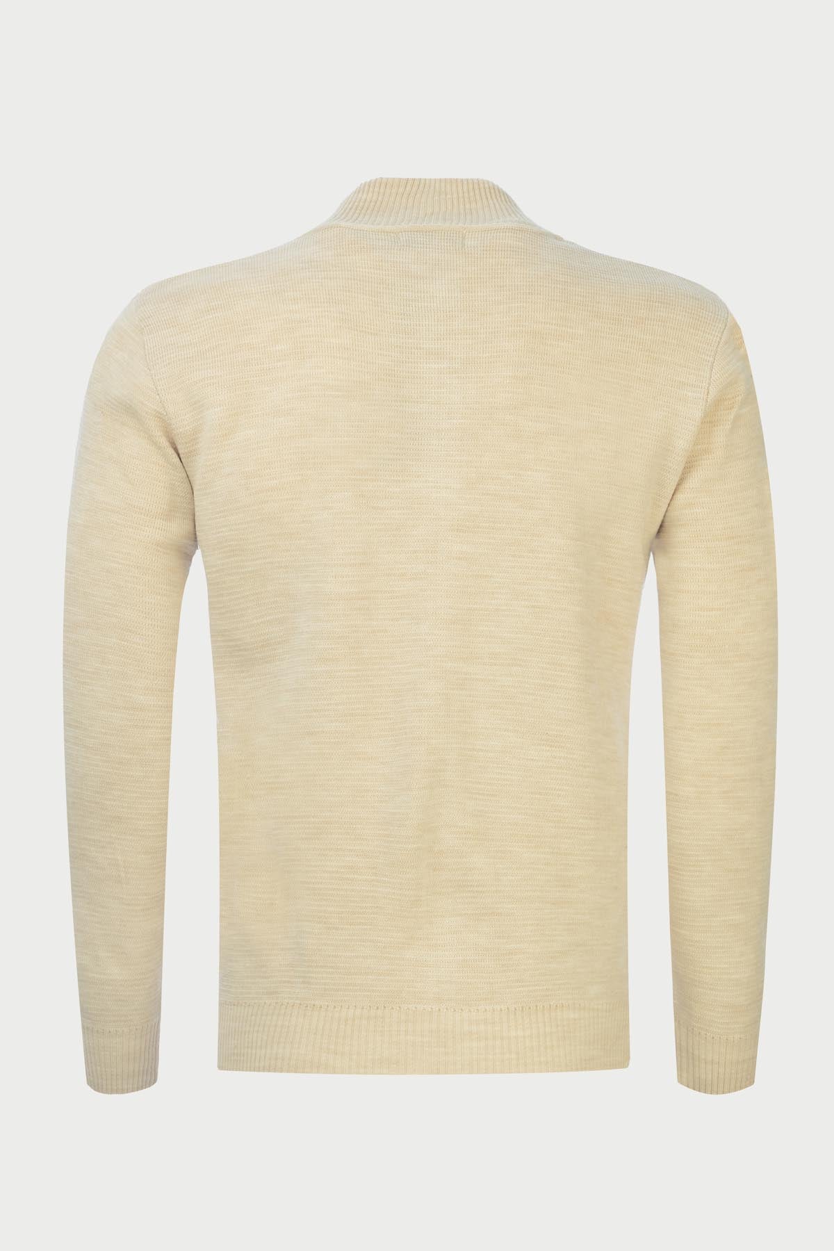 Jacquard Light Beige &Off White Knitted Jacket