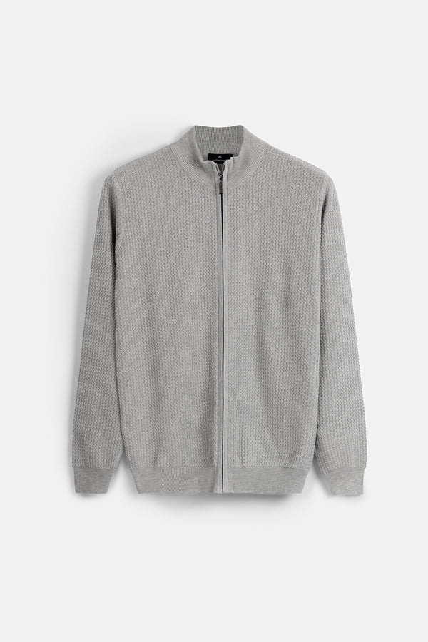 Jacquard Gray knitwear jacket - 1