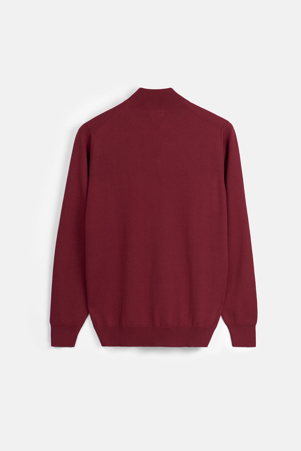 Solid Knitted Dark-Red Half-Zipper Pullover