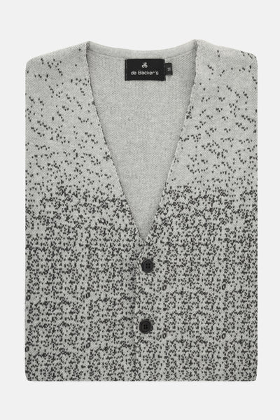 Button up  Jacquard Light Gray Knitwear Vest