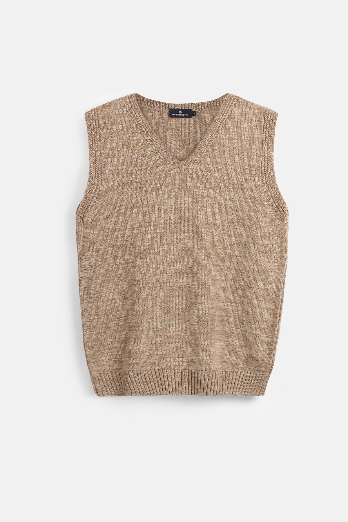 Solid Beige  V-Neck Knitwear Vest